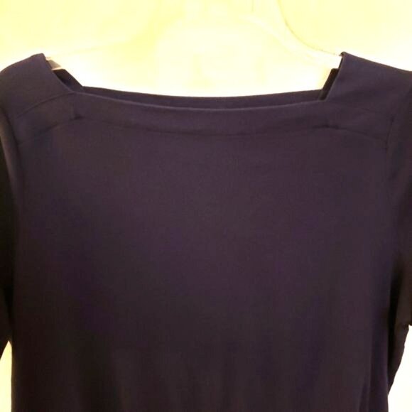 Talbots 100% Cotton Navy Blue Square Neck T Shirt Top Size 2X GUC - Picture 2 of 7